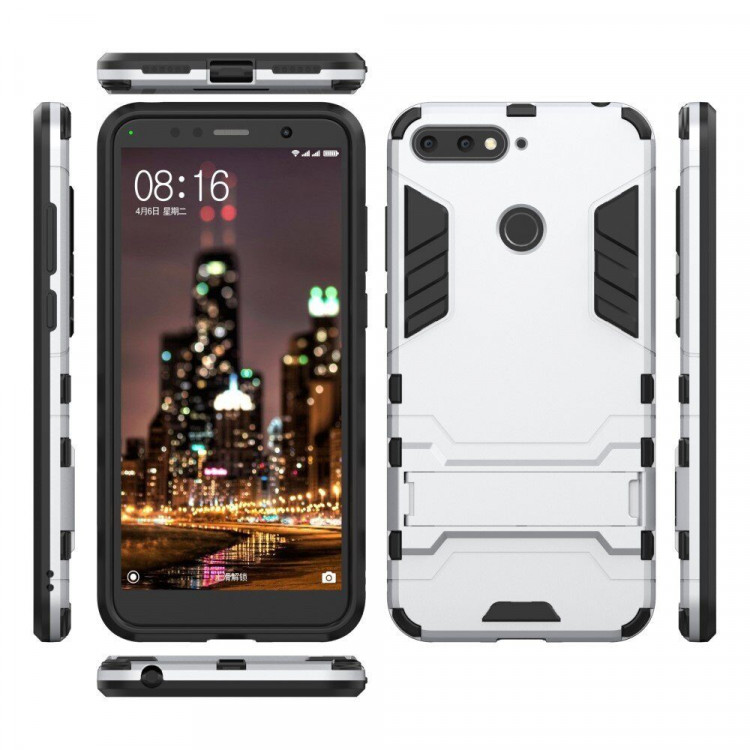 Чехол Duty Armor для Huawei Y6 Prime (2018) / Honor 7A / Honor 7C (AUM-L41) / Honor 7A Pro (AUM-L29) (серебряный)