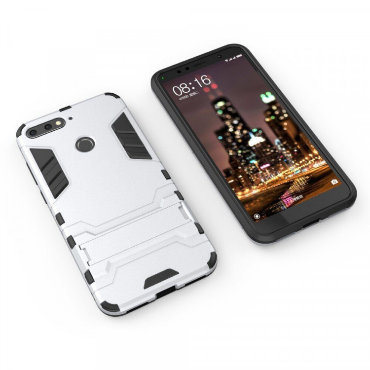 Чехол Duty Armor для Huawei Y6 Prime (2018) / Honor 7A / Honor 7C (AUM-L41) / Honor 7A Pro (AUM-L29) (серебряный)