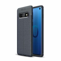 Чехол-накладка Litchi Grain для Samsung Galaxy S10 (темно-синий)