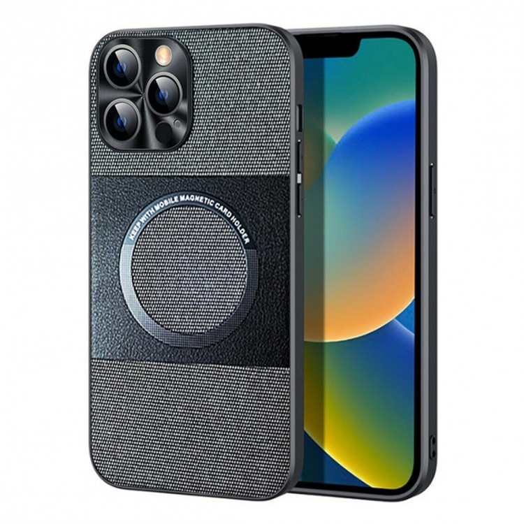 Тканевый чехол Electroplated MagSafe для iPhone 14 (серый)