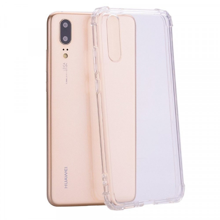 Силиконовый чехол с усиленными бортиками для Huawei P20 (прозрачный)