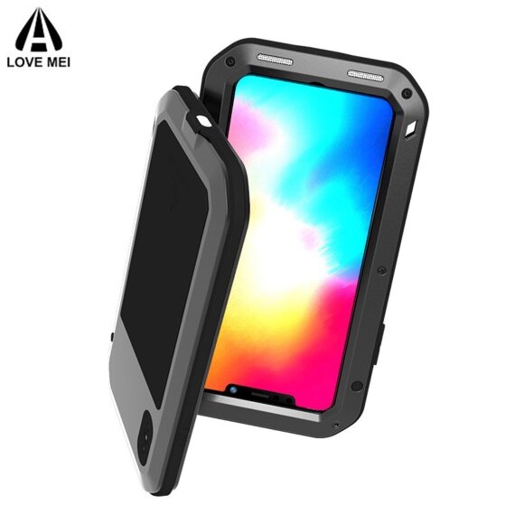 Гибридный чехол LOVE MEI для iPhone XS / X (черный)