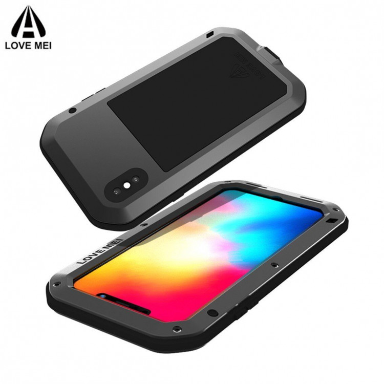 Гибридный чехол LOVE MEI для iPhone XS / X (черный)