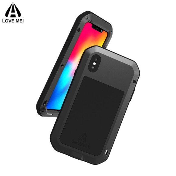 Гибридный чехол LOVE MEI для iPhone XS / X (черный)