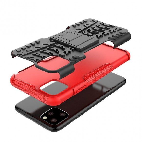 Чехол Hybrid Armor для iPhone 11 Pro Max (черный + красный)