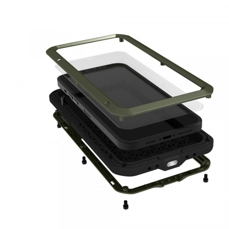 Гибридный чехол LOVE MEI для iPhone 13 (темно-зеленый)