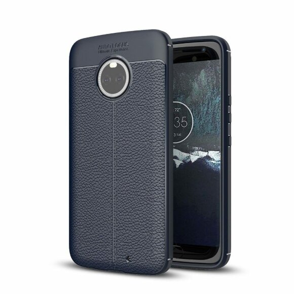 Чехол-накладка Litchi Grain для Motorola Moto X4 (темно-синий)