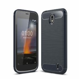 Чехол-накладка Carbon Fibre для Nokia 1 (темно-синий)