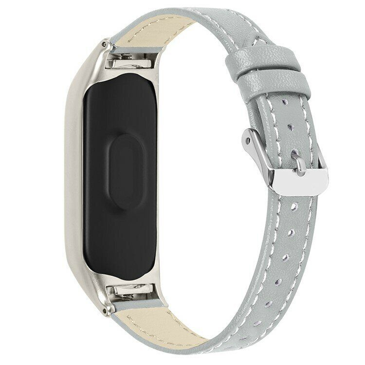 Кожаный ремешок для Xiaomi Smart Band 7 (серый)