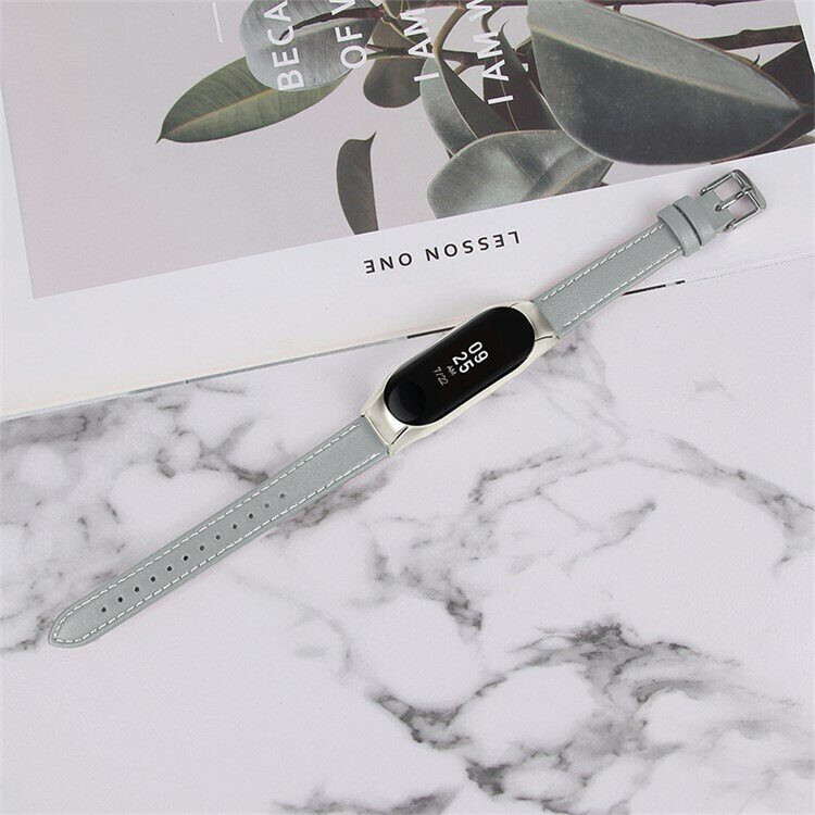 Кожаный ремешок для Xiaomi Smart Band 7 (серый)