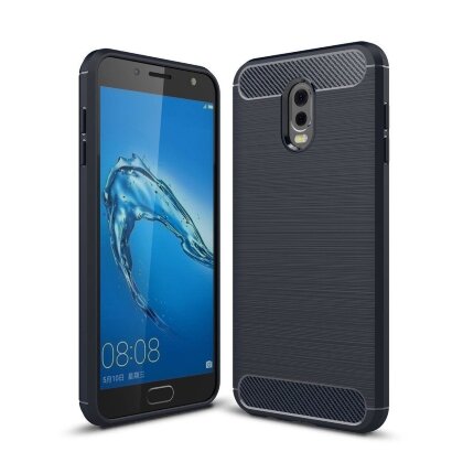 Чехол-накладка Carbon Fibre для Samsung Galaxy J7 Plus / C8 (темно-синий)
