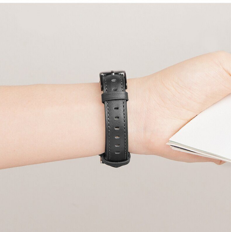 Кожаный ремешок для HUAWEI Band 8, HUAWEI Band 9 (черный)