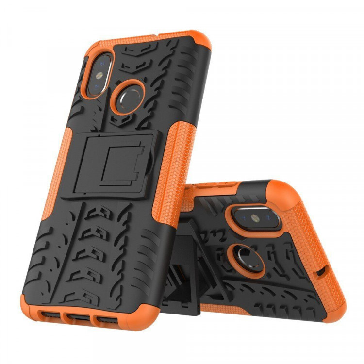 Чехол Hybrid Armor для Xiaomi Mi 8 (черный + оранжевый)