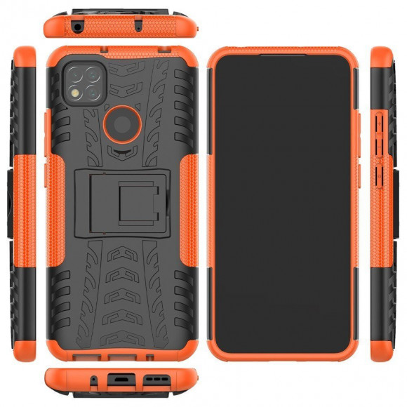 Чехол Hybrid Armor для Xiaomi Redmi 9C (черный + оранжевый)