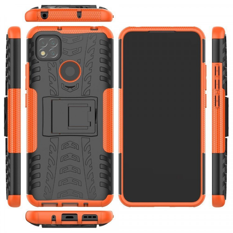 Чехол Hybrid Armor для Xiaomi Redmi 9C (черный + оранжевый)