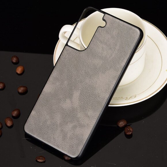 Кожаная накладка-чехол для Samsung Galaxy S21+ (Plus) (серый)