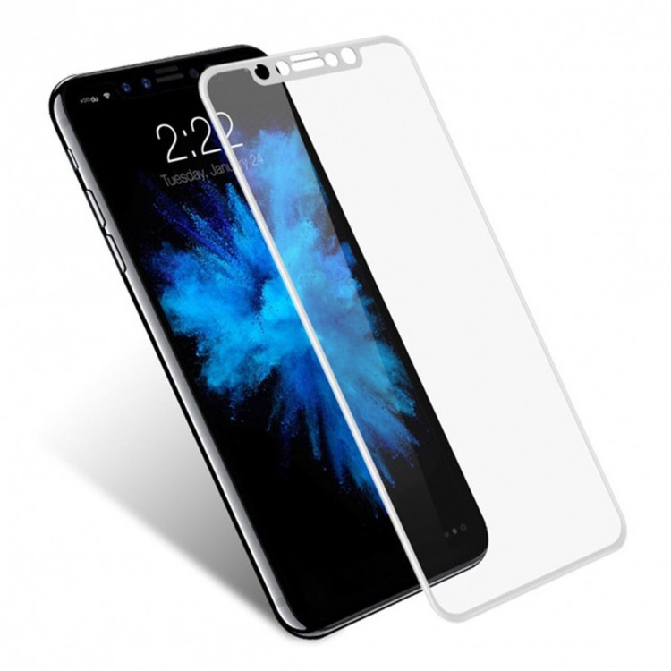 Защитное стекло 3D для iPhone X / ХS (белая окантовка)