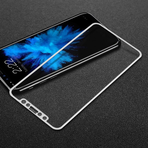 Защитное стекло 3D для iPhone X / ХS (белая окантовка)
