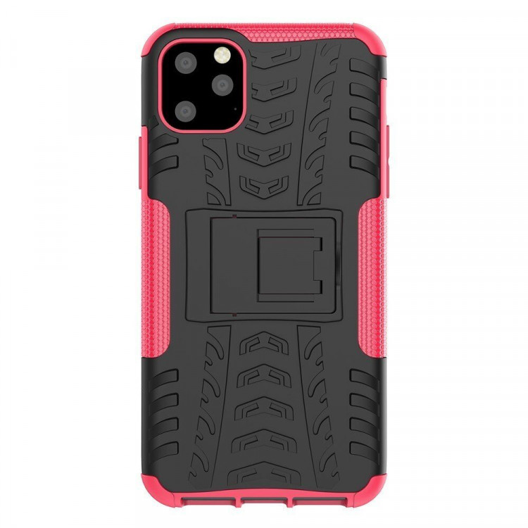Чехол Hybrid Armor для iPhone 11 Pro Max (черный + розовый)