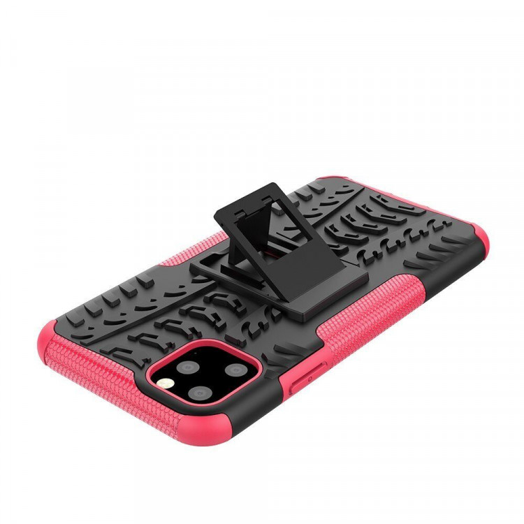 Чехол Hybrid Armor для iPhone 11 Pro Max (черный + розовый)