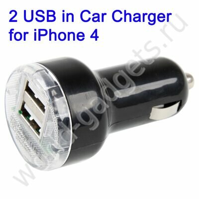 Двойное USB в автомобильное зарядное устройство (Черный)
