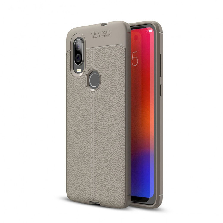 Чехол-накладка Litchi Grain для Motorola P40 / Motorola One Vision (серый)