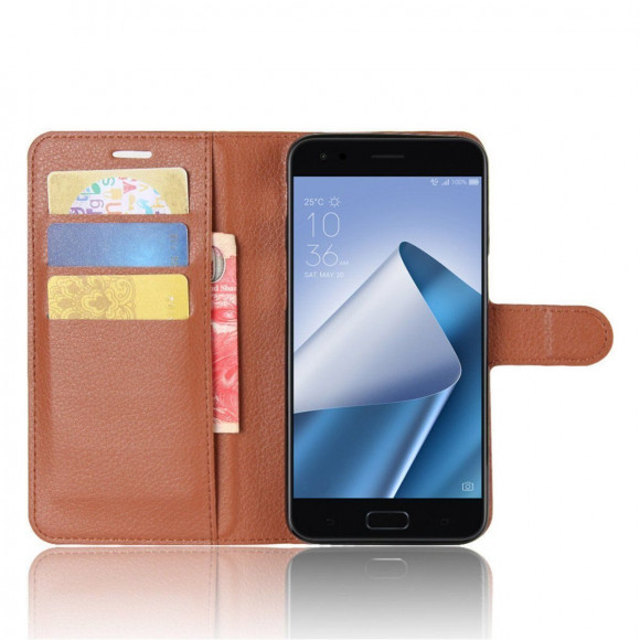 Чехол с визитницей для Asus Zenfone 4 ZE554KL (коричневый) Чехол с визитницей для Asus Zenfone 4 ZE554KL (коричневый)