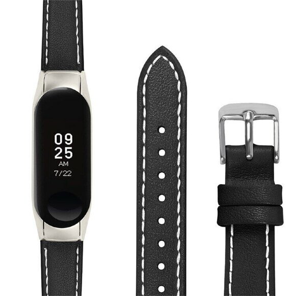 Кожаный ремешок для Xiaomi Smart Band 7 (черный)