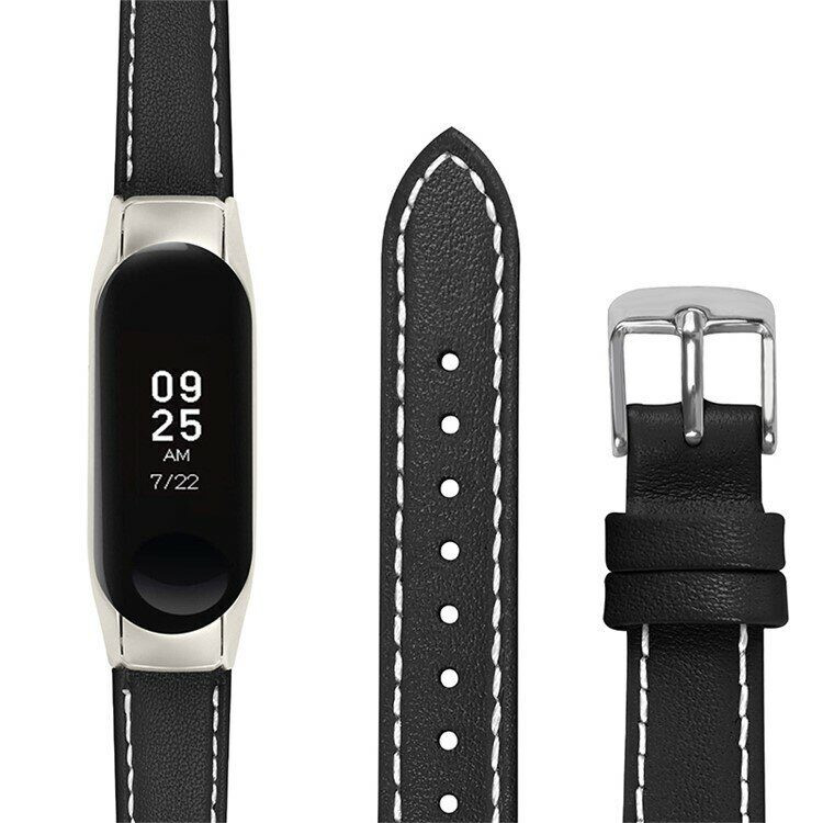Кожаный ремешок для Xiaomi Smart Band 7 (черный)