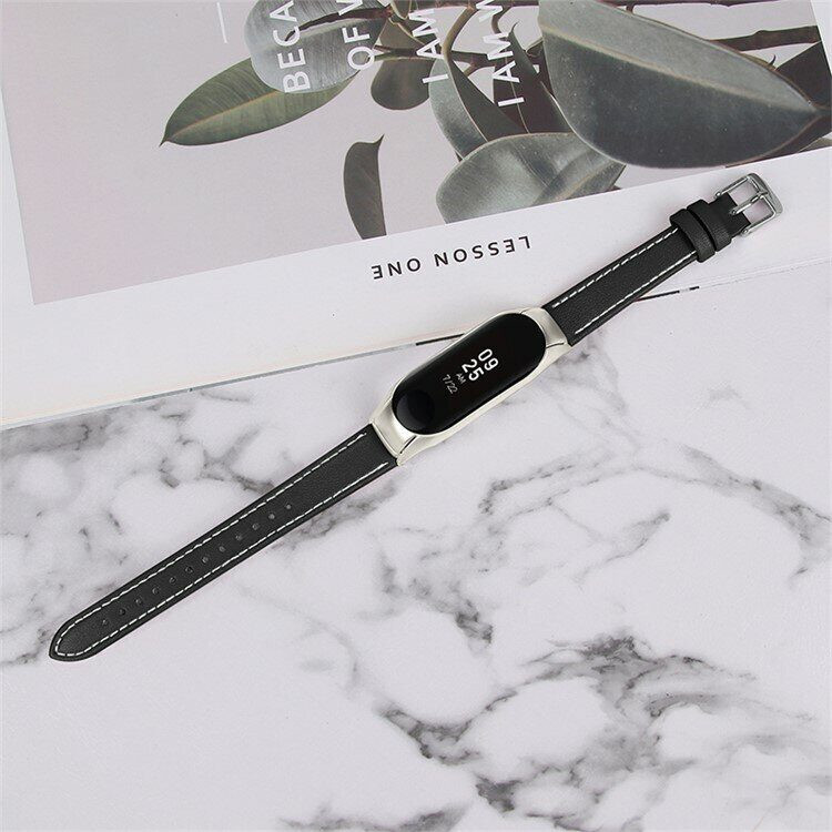 Кожаный ремешок для Xiaomi Smart Band 7 (черный)