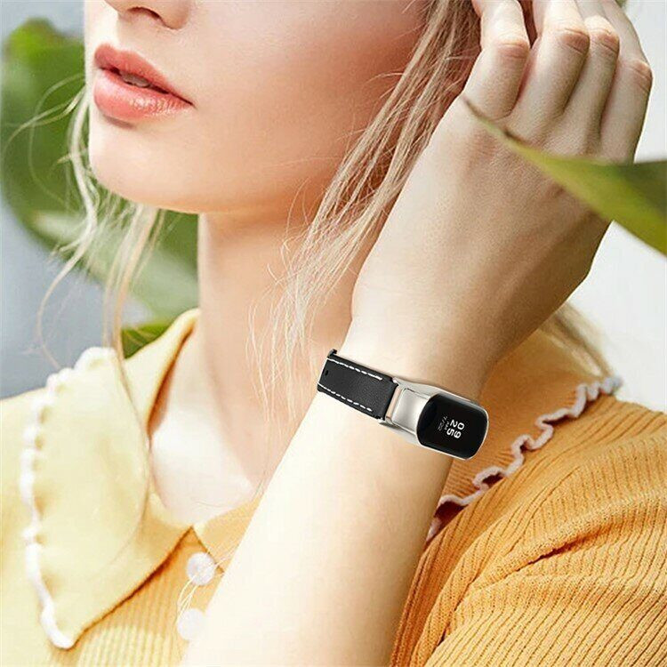 Кожаный ремешок для Xiaomi Smart Band 7 (черный)