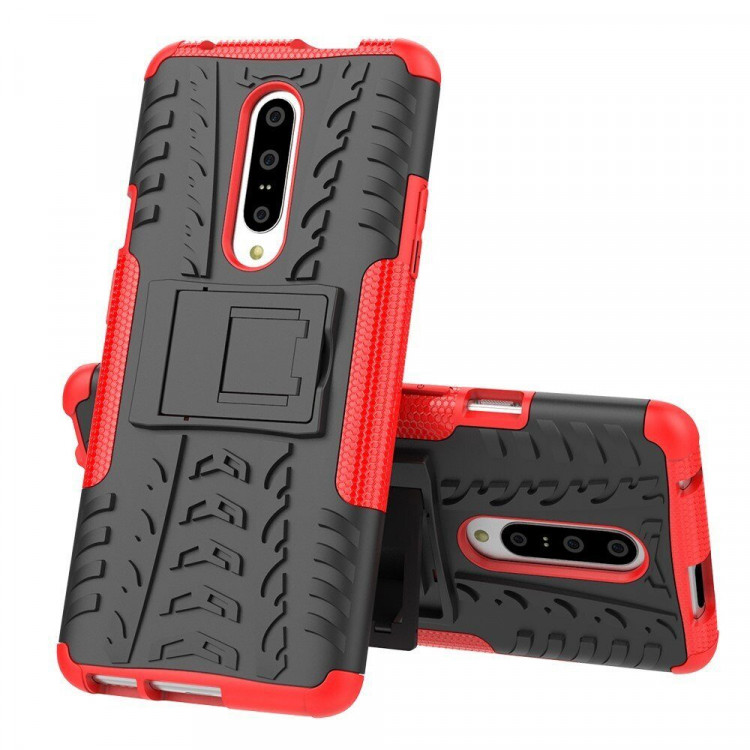 Чехол Hybrid Armor для OnePlus 7 Pro (черный + красный)