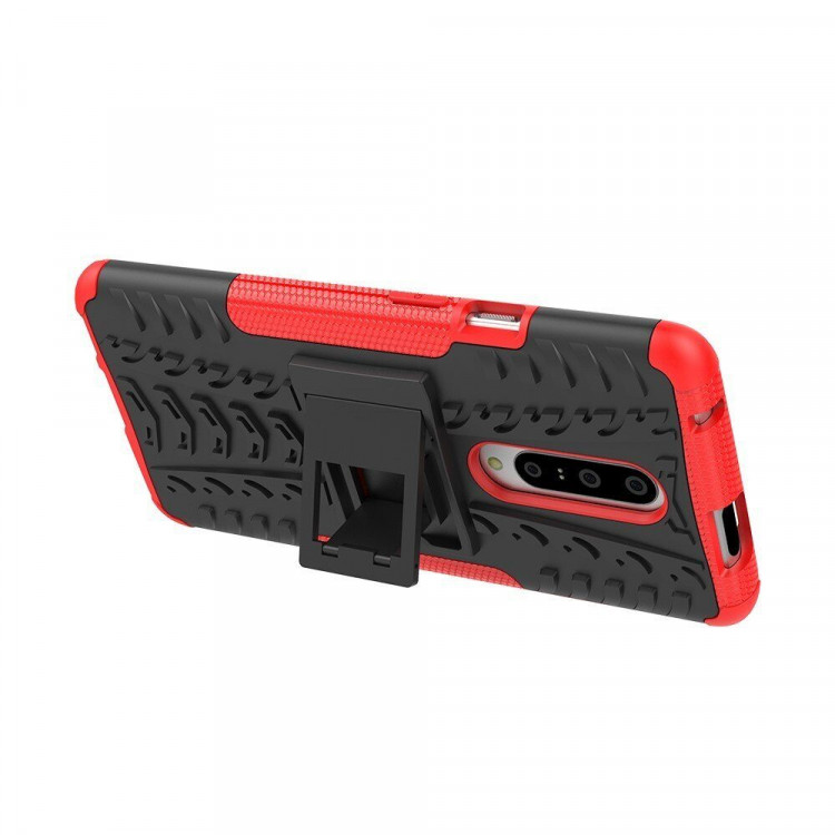 Чехол Hybrid Armor для OnePlus 7 Pro (черный + красный)