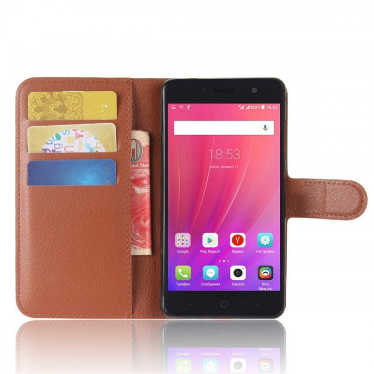 Чехол с визитницей для ZTE Blade A521 (коричневый)