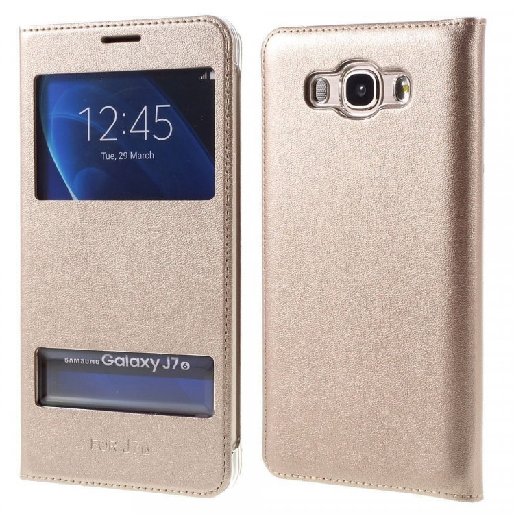 Чехол с окнами для Samsung Galaxy J7 (2016) SM-J710F (золотой)