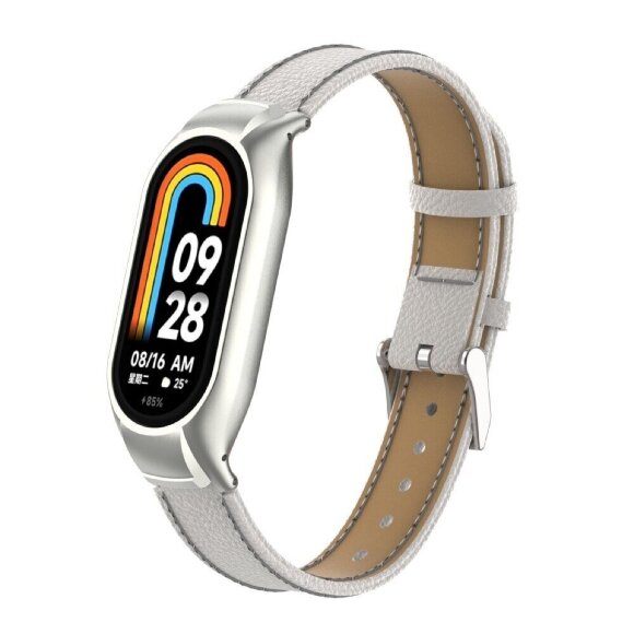 Кожаный ремешок для Xiaomi Mi Smart Band 8, Xiaomi Mi Band 8 (белый) Кожаный ремешок для Xiaomi Mi Smart Band 8, Xiaomi Mi Band 8 (белый)