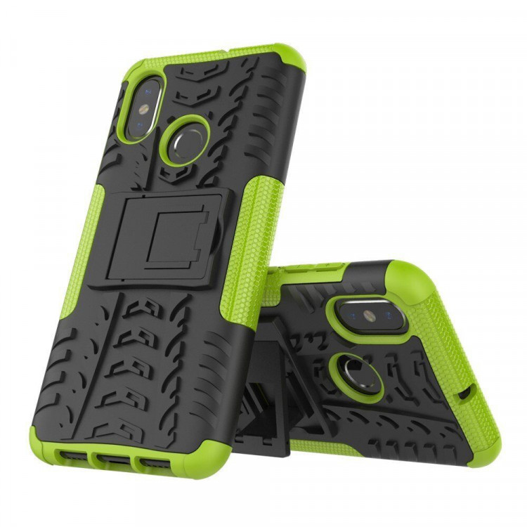 Чехол Hybrid Armor для Xiaomi Mi 8 (черный + зеленый)