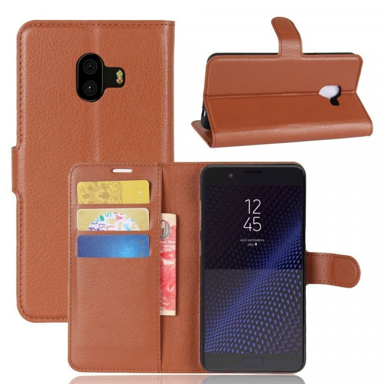 Чехол с визитницей для Samsung Galaxy C10 (коричневый)