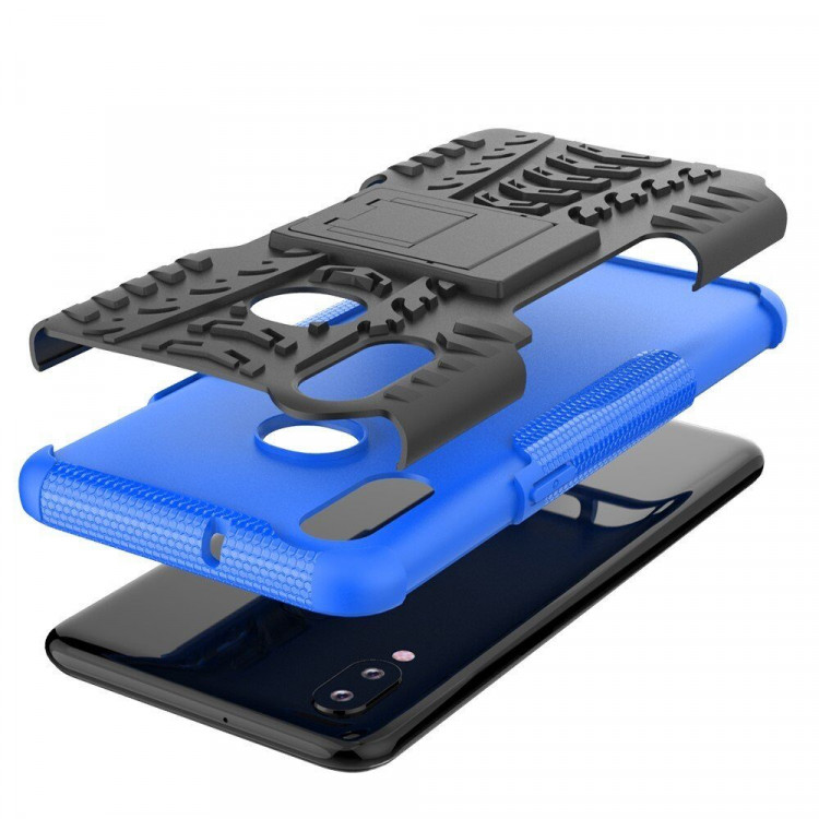 Чехол Hybrid Armor для Samsung Galaxy A10s (черный + голубой)