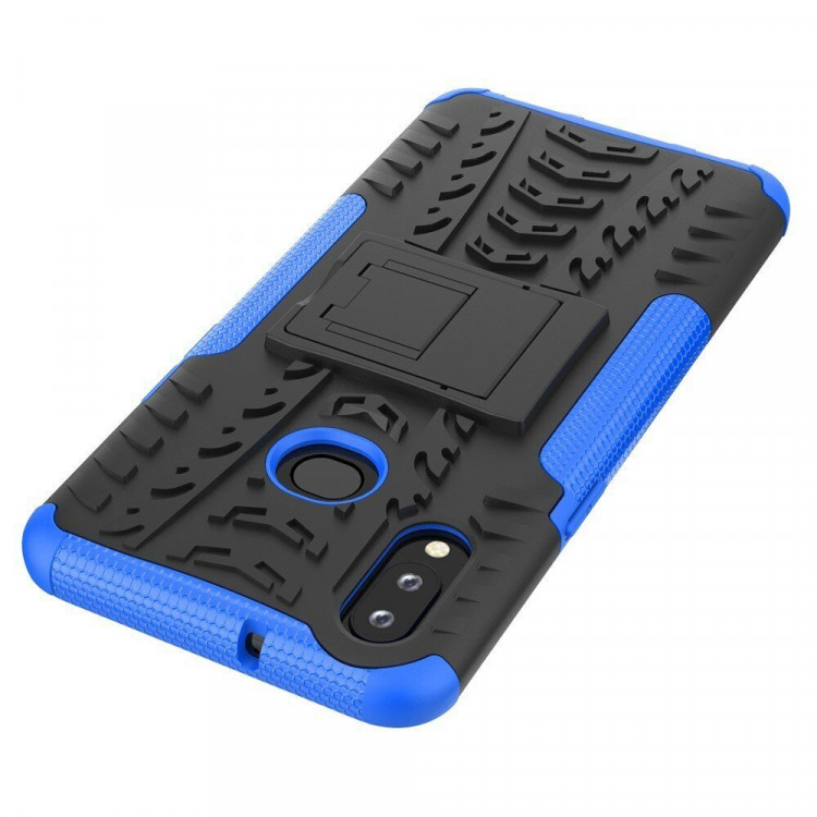 Чехол Hybrid Armor для Samsung Galaxy A10s (черный + голубой)