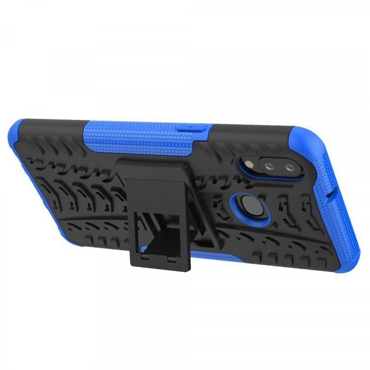 Чехол Hybrid Armor для Samsung Galaxy A10s (черный + голубой)