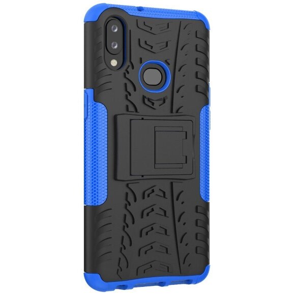 Чехол Hybrid Armor для Samsung Galaxy A10s (черный + голубой)
