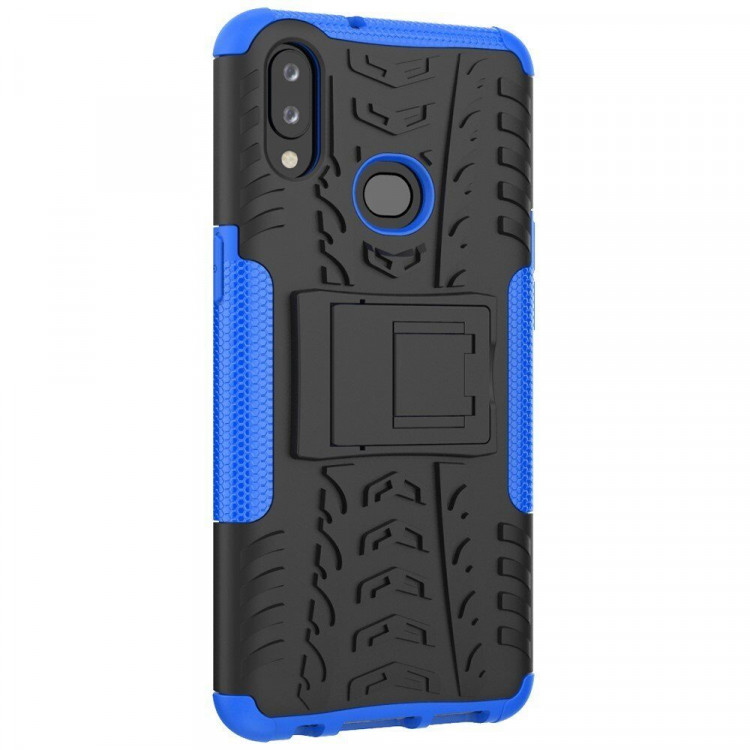 Чехол Hybrid Armor для Samsung Galaxy A10s (черный + голубой)