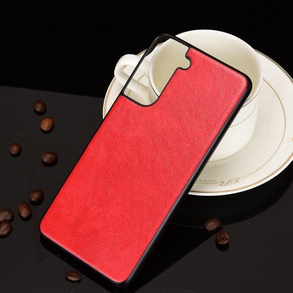 Кожаная накладка-чехол для Samsung Galaxy S21+ (Plus) (красный)