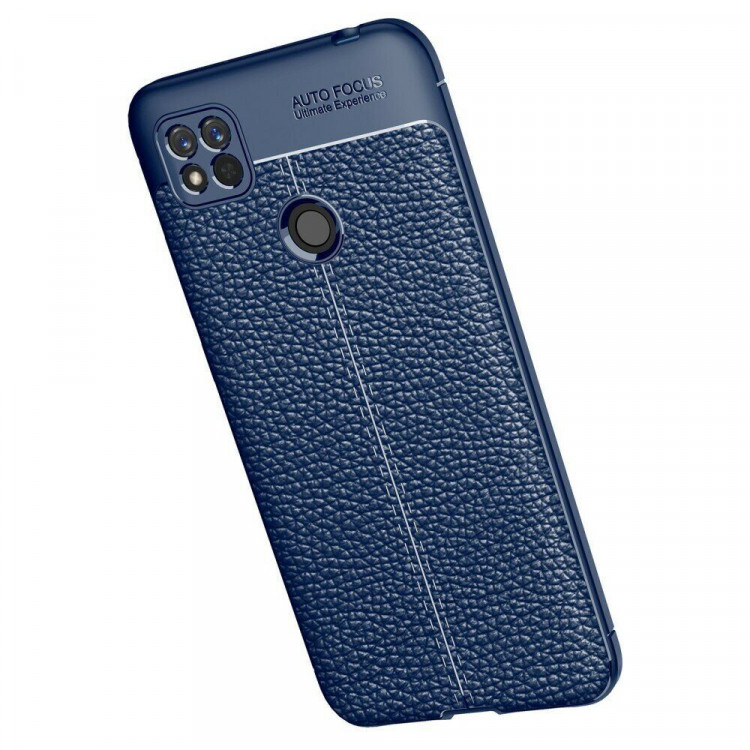 Чехол-накладка Litchi Grain для Xiaomi Redmi 10A (темно-синий)