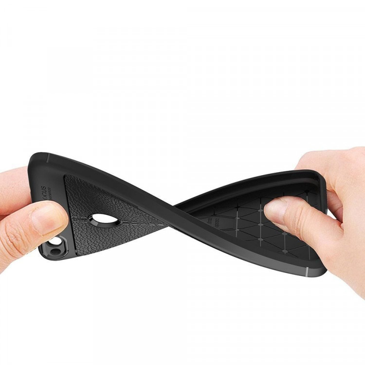 Чехол-накладка Litchi Grain для Huawei Honor 8 lite / P8 Lite 2017 (темно-синий)