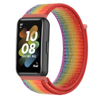 Нейлоновый ремешок для Huawei Band 7 (красный + радужный)