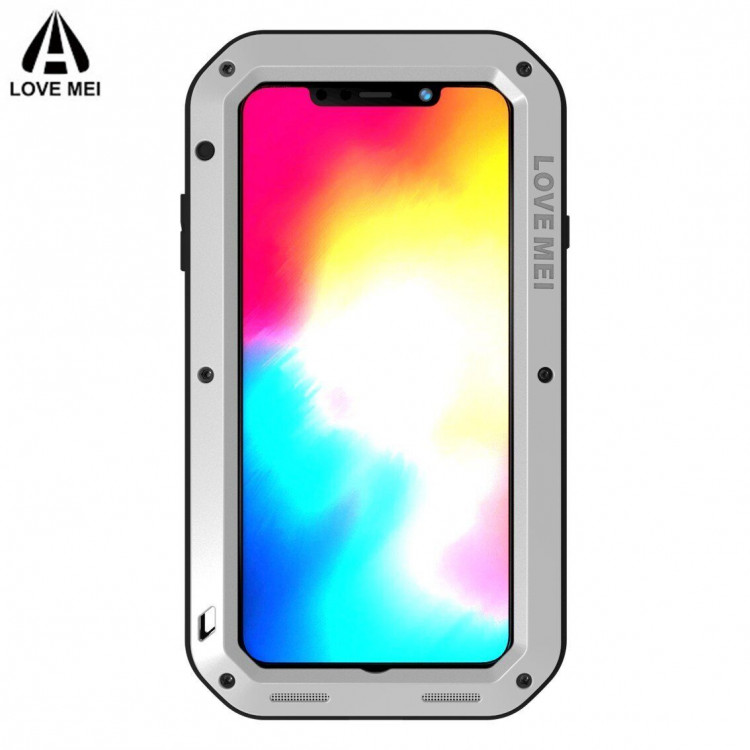 Гибридный чехол LOVE MEI для iPhone XS / X (серебряный)