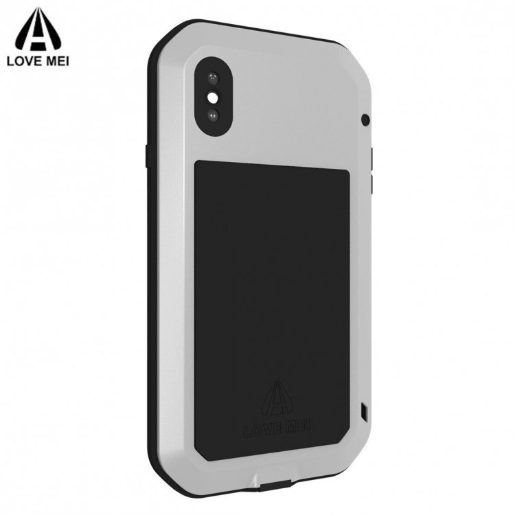 Гибридный чехол LOVE MEI для iPhone XS / X (серебряный)