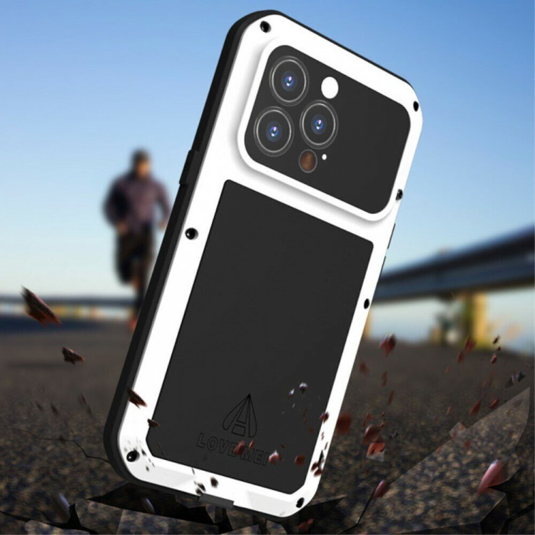 Гибридный чехол LOVE MEI для iPhone 13 Pro Max (белый)